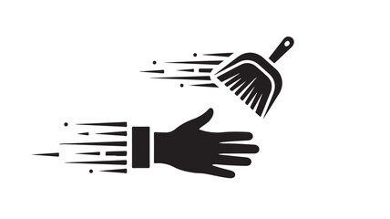 Obraz premium Swift cleaning sweeps away dust with a gloved hand, embodying efficiency and hygiene, ideal for sanitation, housekeeping services, and promoting a pristine environment