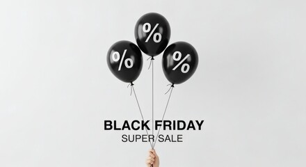 Black Friday Balloons with discounts on a white background.