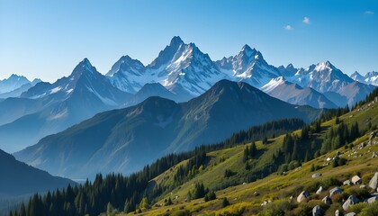 majestic mountains peaks in natures glory