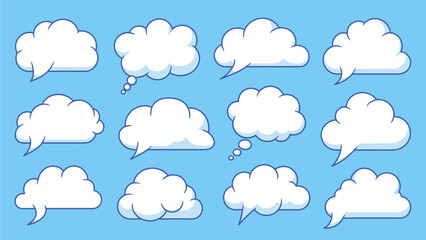 Cartoon Clouds Collection on Blue Sky