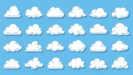 Cartoon Clouds Collection on Blue Sky