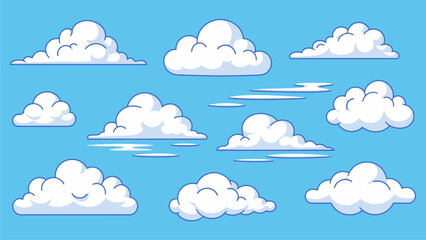 Cartoon Clouds Collection on Blue Sky