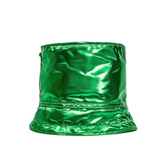 Shiny green bucket hat on black