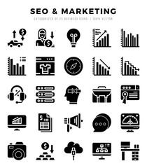 SEO & Marketing icons set. Vector illustration.