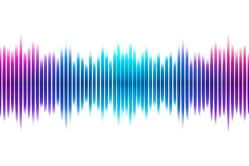 Abstract sound wave stripe lines colourful gradient blue purple equalizer isolated on transparent background in concept music, sound, technology.