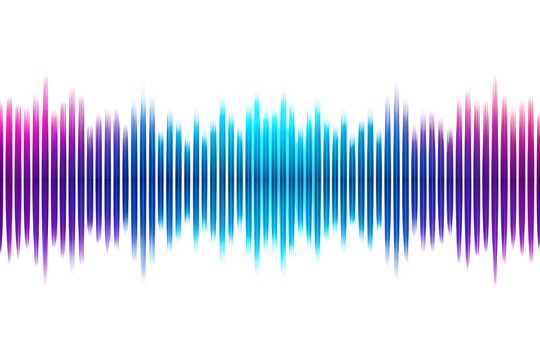 Abstract sound wave stripe lines colourful gradient blue purple equalizer isolated on transparent background in concept music, sound, technology.