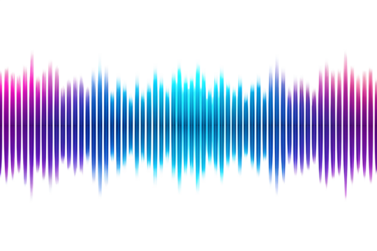 Abstract sound wave stripe lines colourful gradient blue purple equalizer isolated on transparent background in concept music, sound, technology.