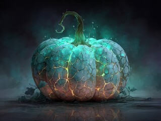 Enchanted pumpkin glowing with mystic light, perfect for Halloween and fantasy themed designs now