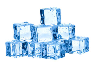 Obraz premium Pile of clear, wet cubes of frozen water