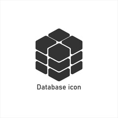 Black Database Icon Representing Data Storage, Information Management, Server Technology, Computing System, Digital Records, and Data Center
