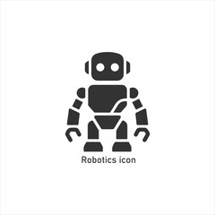 Black Robot Icon with Simple Humanoid Form, Representing Robotics, Artificial Intelligence, Automation, Technology, Androids, and Future Innovation