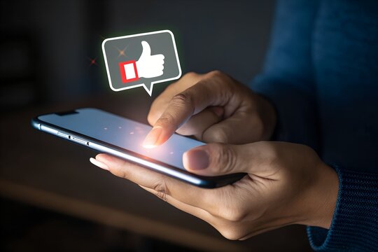 Hand Holding Social Media Like Notification