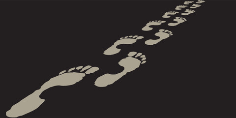 Fototapeta premium footprint shoe sole tracking path on transparent background, shoe footprint path vector illustration