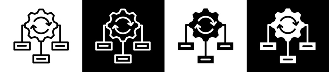 Workflow Optimization Icon Set In Black And White Filled Style Collection 