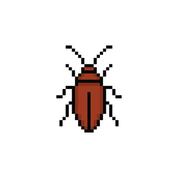  pixel art Cockroach 8 bit vector icon for computer game logo