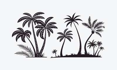 Tropical palm trees vector illustration on beach