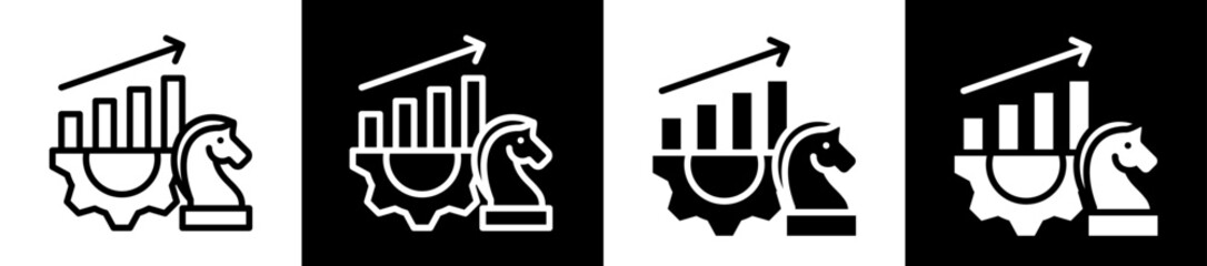 Productivity Strategy Icon Set In Black And White Filled Style Collection 