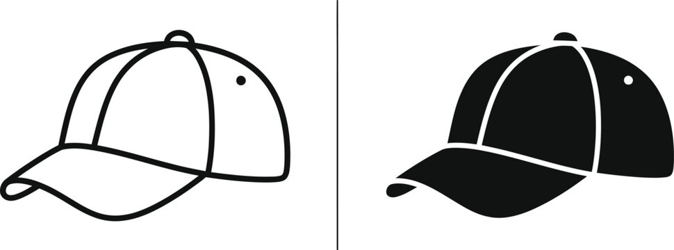 Baseball cap vector icon outline and solid style summer fashion design eps silhouette