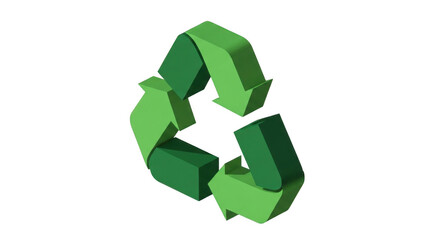 3d Green Recycling Symbol Isolated On Black Background