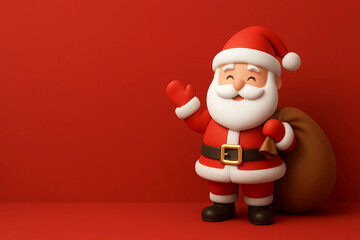 Obraz premium Santa Claus, Santa Claus on a red background, empty space for text, template, photo background, new year, Christmas, 2026, holiday, banner, advertising, layout