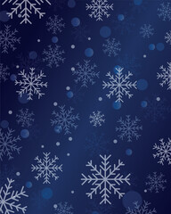 Winter Snowflake Pattern on Dark Blue Background.Seamless winter pattern with delicate white snowflakes on a dark blue background. Elegant frosty design perfect for Christmas cards, holiday wrapping
