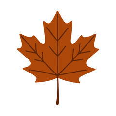 Autumn maple leaf in flat design. Fall season, nature, and environmental concept, vector illustration
