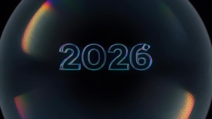 2026 New Year Celebration with Futuristic Neon Glow and Dark Background.