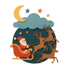 Naklejka premium PNG Whimsical festive Santa sleigh illustration.