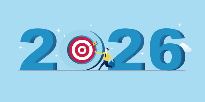 Businessman hitting target for year 2026 goals