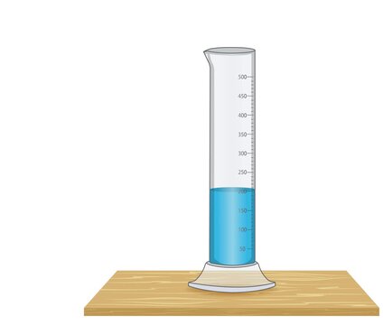 Measuring volume with a measuring cylinder animation using water and a rock showing simple water displacement method for irregular solid objects