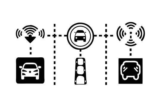Connected car communication system icon with traffic light