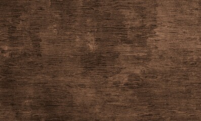 A close-up, full-frame shot of a dark brown wooden surface, showcasing distinct grain patterns, knots, and varied hues across its rustic, textured expanse