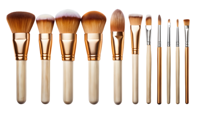 Set of makeup brushes isolated on transparent background