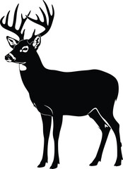 Obraz premium Black and white deer silhouette illustration vector graphic design eps