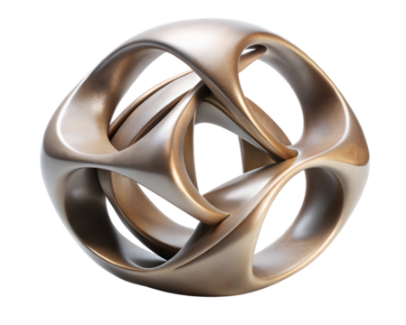 Abstract metallic geometric shape isolated on transparent background