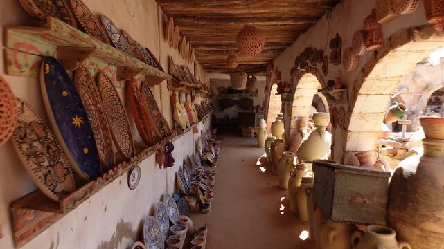 Walking through beautiful store and workshop in Guellala, an important center for ceramics production in Tunisia