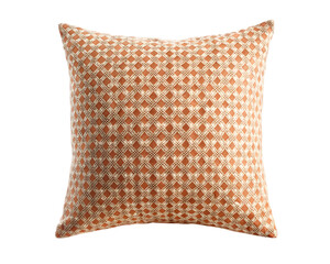 Beige textured decorative pillow isolated on transparent background