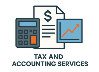 Financial analysis tools with calculator and chart for accounting services