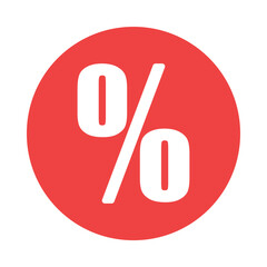 Red circle icon with white percentage symbol for discount sale offer