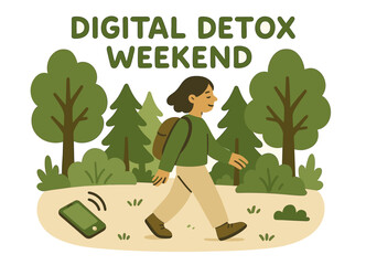 Young hispanic female enjoying nature on a digital detox weekend