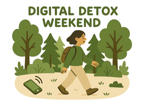 Young hispanic female enjoying nature on a digital detox weekend