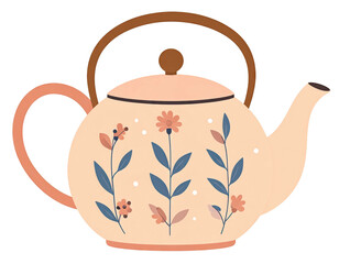 Obraz premium Decorative Floral Teapot Illustration for Kitchen and Tea Time.