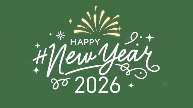 Happy New Year 2026 Celebration Festive Green Background Design.