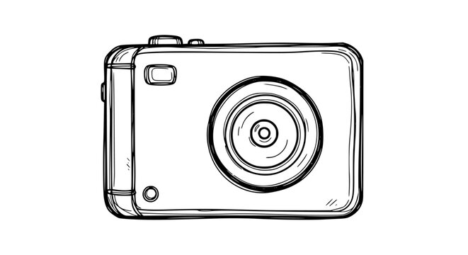Hand drawn camera illustration, a classic vintage design, perfect for photography enthusiasts and creative projects, capture the moment with this timeless artistic sketch
