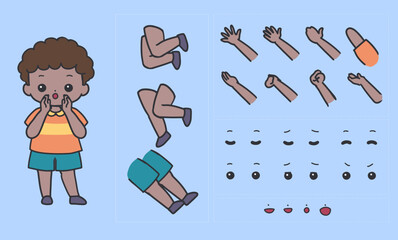 Cute Boy Character Rig with Swappable Body Parts. Perfect for animation, motion graphics, character creation, educational designs, and customizable cartoon projects.
