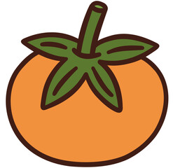 Simple Persimmon Hand Drawn Vector Illustration