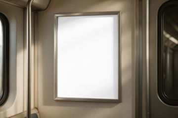 Subway poster frame mockup png, transparent design