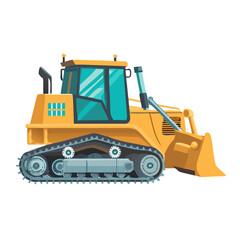 Yellow heavy construction bulldozer equipment isolated on a white background