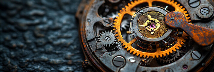 Detailed view of an intricate vintage watch mechanism Generative AI