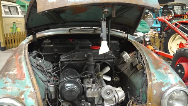 passenger car engine, old retro motor, reliable